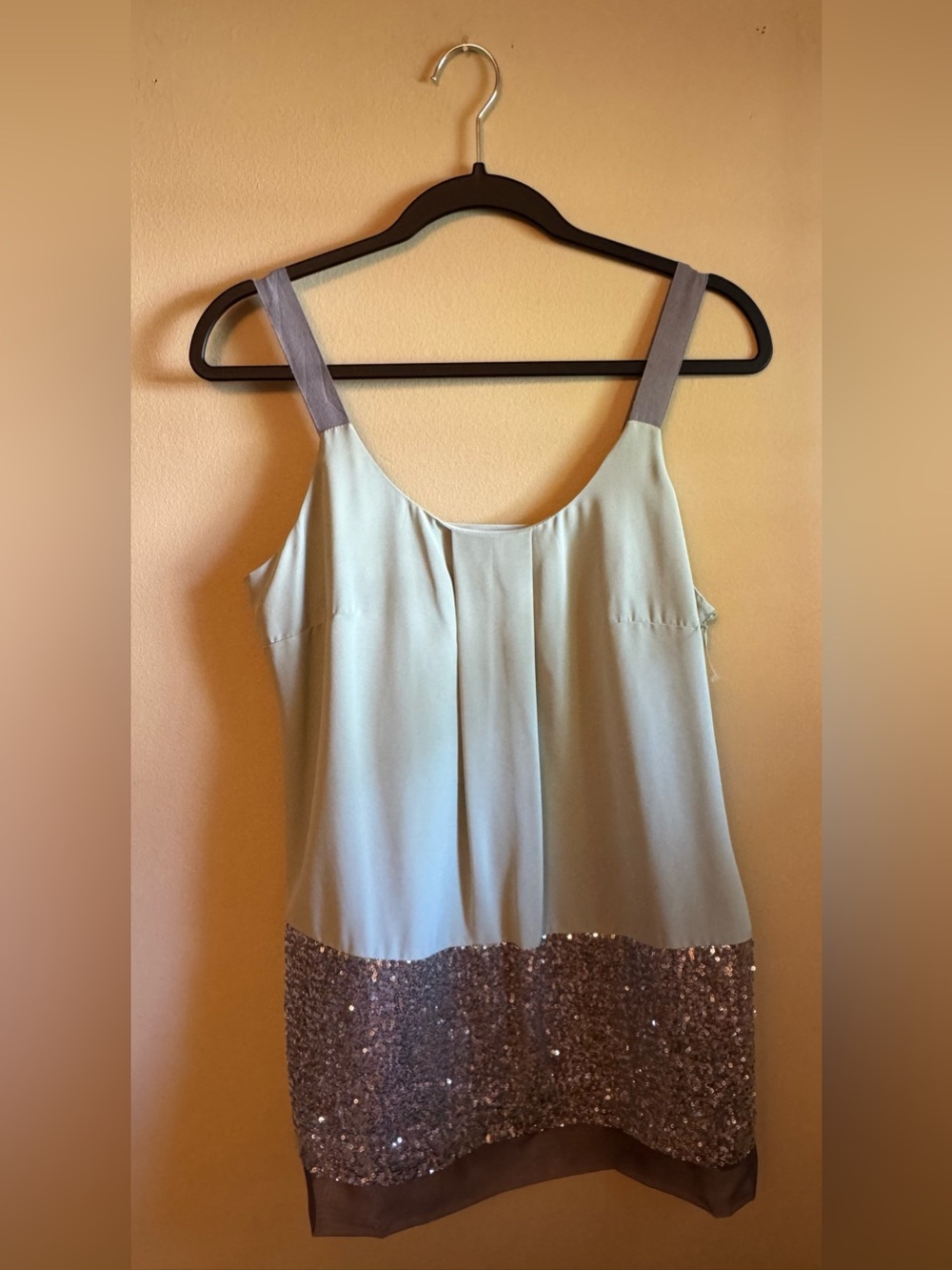 Simply Vera Vera Wang Mint Green Sequin-Hem Camisole with Gray Straps